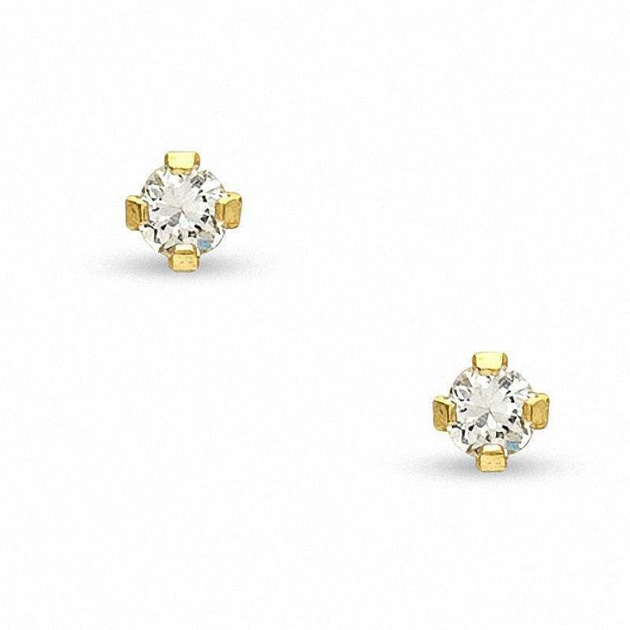 Banter 2Mm Cubic Zirconia Solitaire Stud Piercing Earrings In 14K Solid Gold Earrings