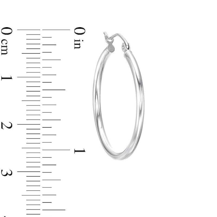 Banter 27Mm Polished Hoops In 10K Hollow White Gold Earrings