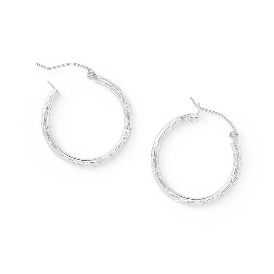 Banter 10K White Gold 22Mm Diamond-Cut Tube Hoop Earrings Earrings