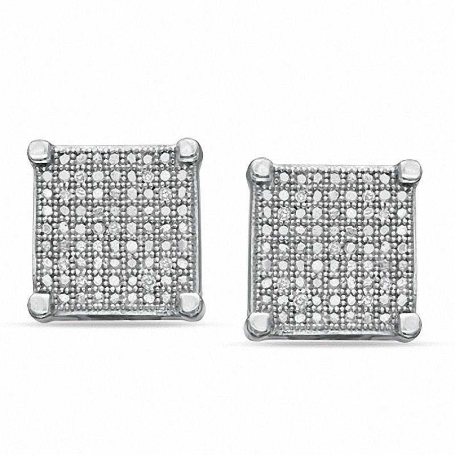 Banter 1/20 Ct. T.W. Diamond Square Stud Earrings In Sterling Silver Earrings