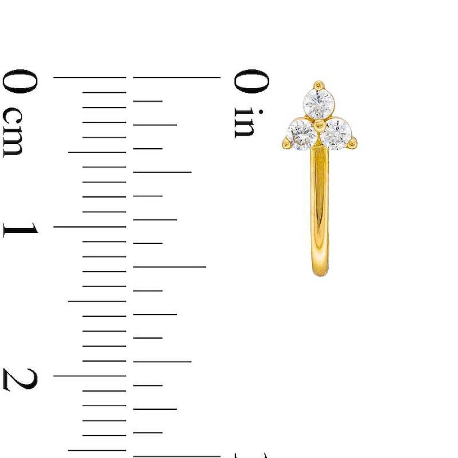 Banter 10K Gold Cz Three-Stone J Hoops Earrings