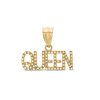 Banter Diamond-Cut Beaded "Queen" Necklace Charm In 10K Solid Gold Charms