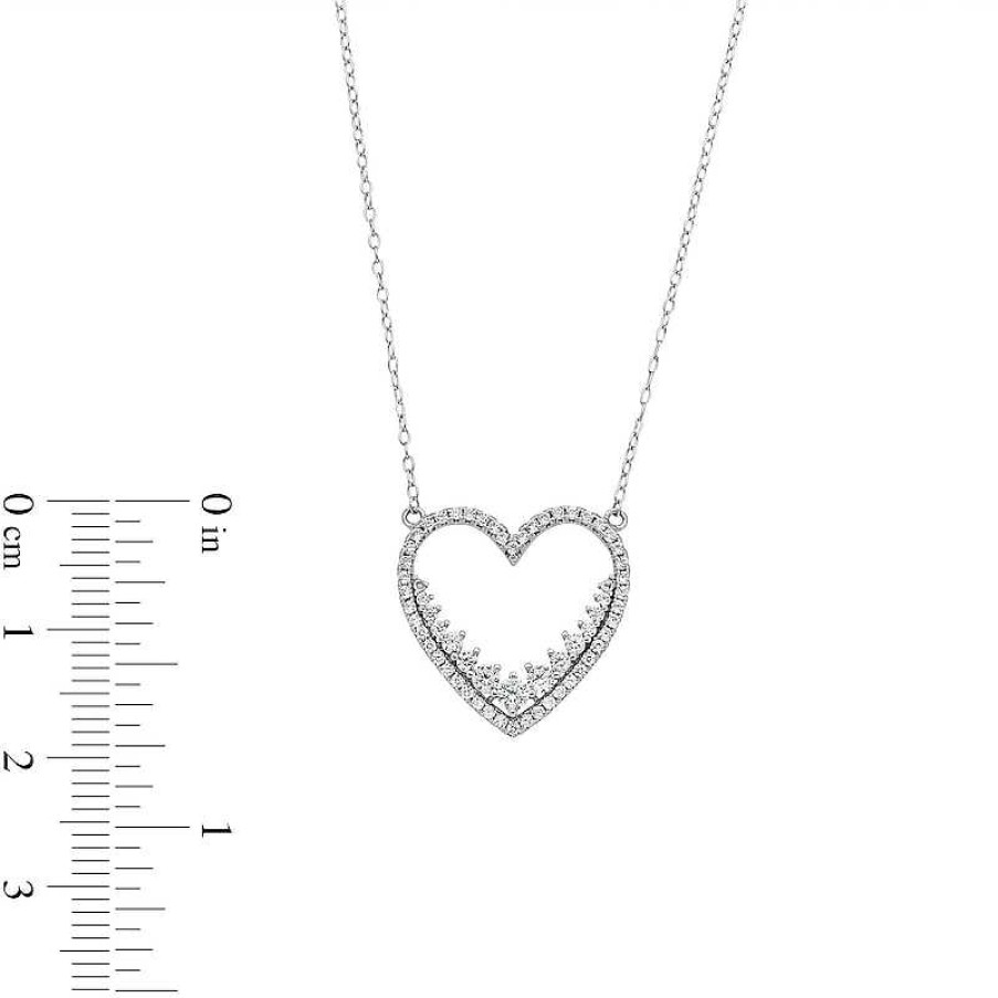 Banter Sterling Silver Cz Open Heart Pendant Necklace Necklaces