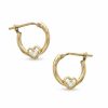 Banter Cubic Zirconia Heart Hoop Earrings In 10K Gold Earrings