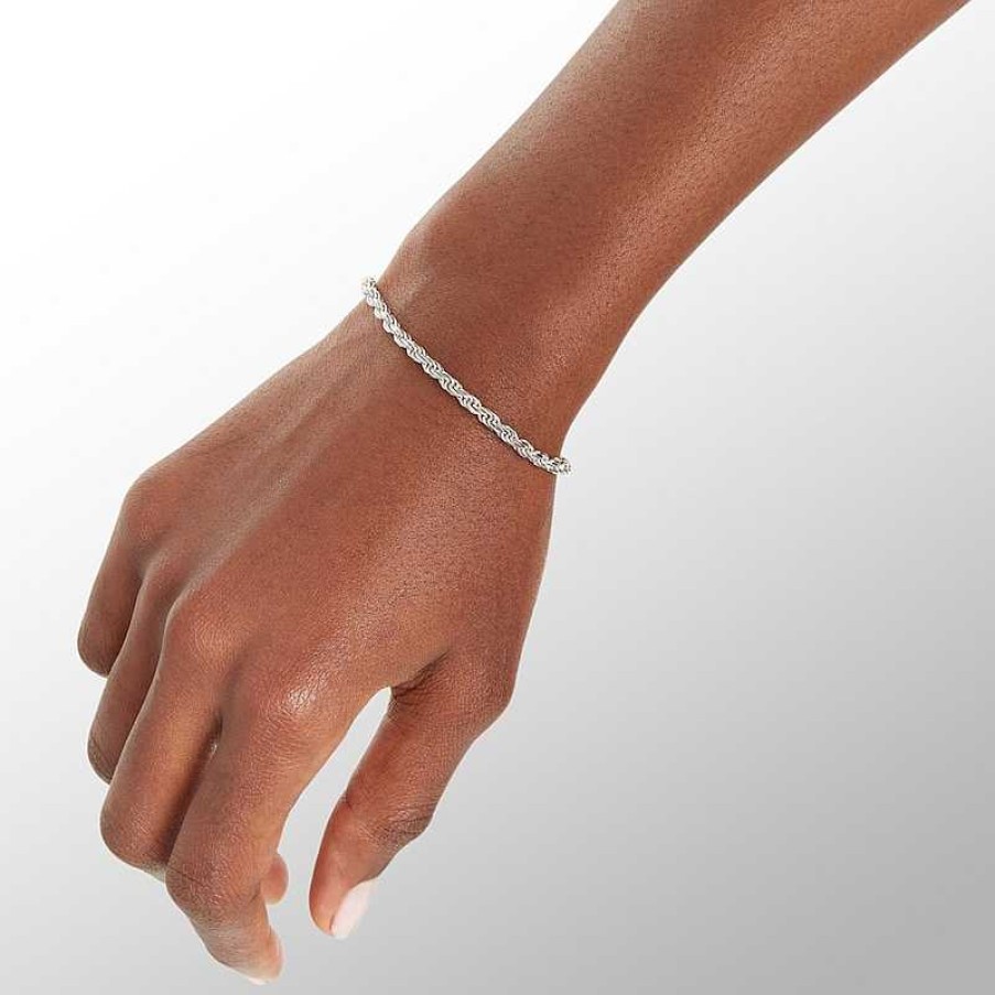 Banter Made In Italy 070 Gauge Diamond-Cut Rope Chain Bracelet In Solid Sterling Silver - 8" Bracelets