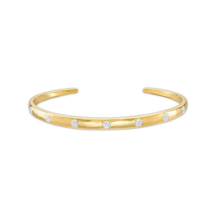 Banter 1/10 Ct. T.W. Diamond Bangle Bracelet In Sterling Silver With 14K Gold Plate Bracelets