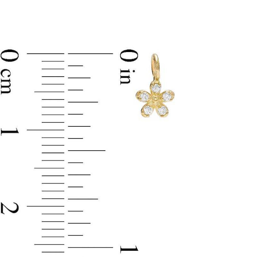 Banter Cz Flower Mini Hoop Charm In 10K Solid Gold Earrings