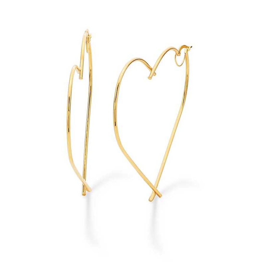 Banter Made In Italy 50Mm Heart-Shaped Hoop Earrings In 10K Gold Tube Earrings