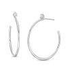 Banter Cubic Zirconia Solitaire Open Hoop Earrings In Solid Sterling Silver Earrings