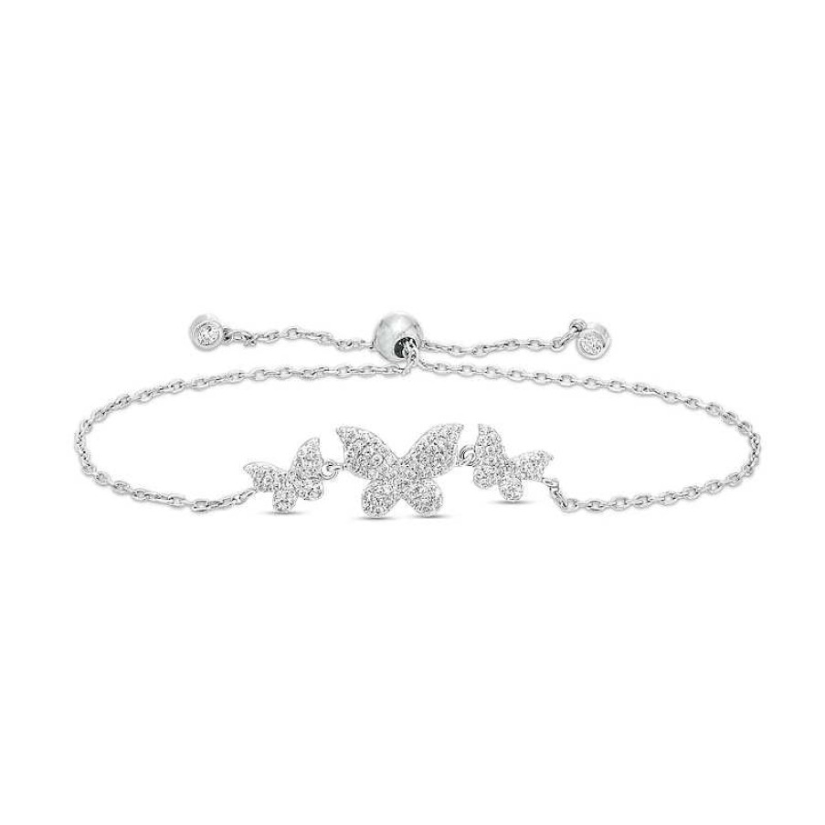 Banter Sterling Silver Cz Butterfly Bolo Bracelet Bracelets