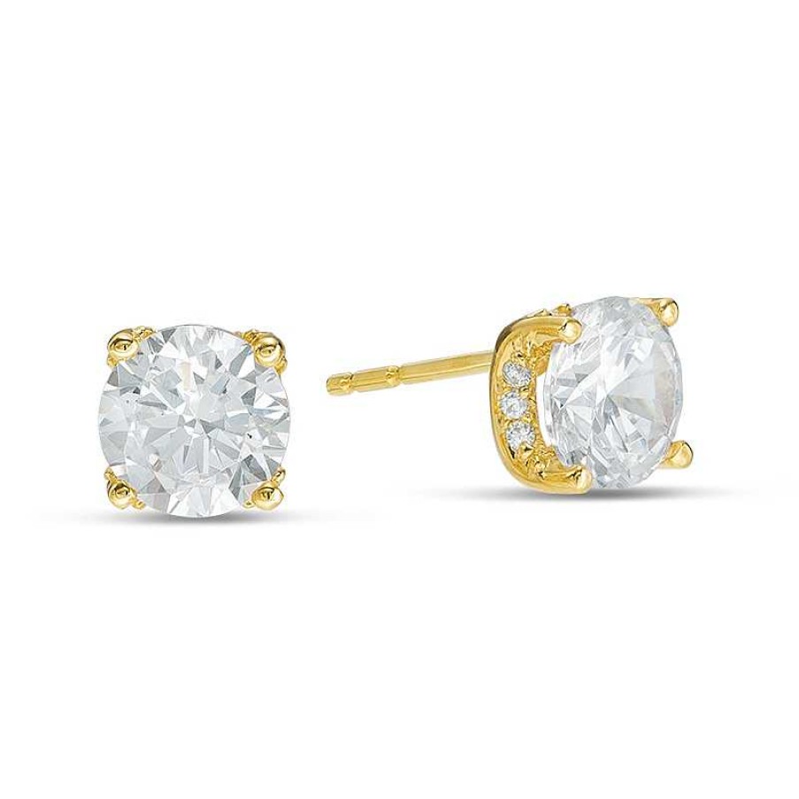 Banter 6.5Mm Cubic Zirconia Solitaire Stud Earrings In 14K Gold Earrings