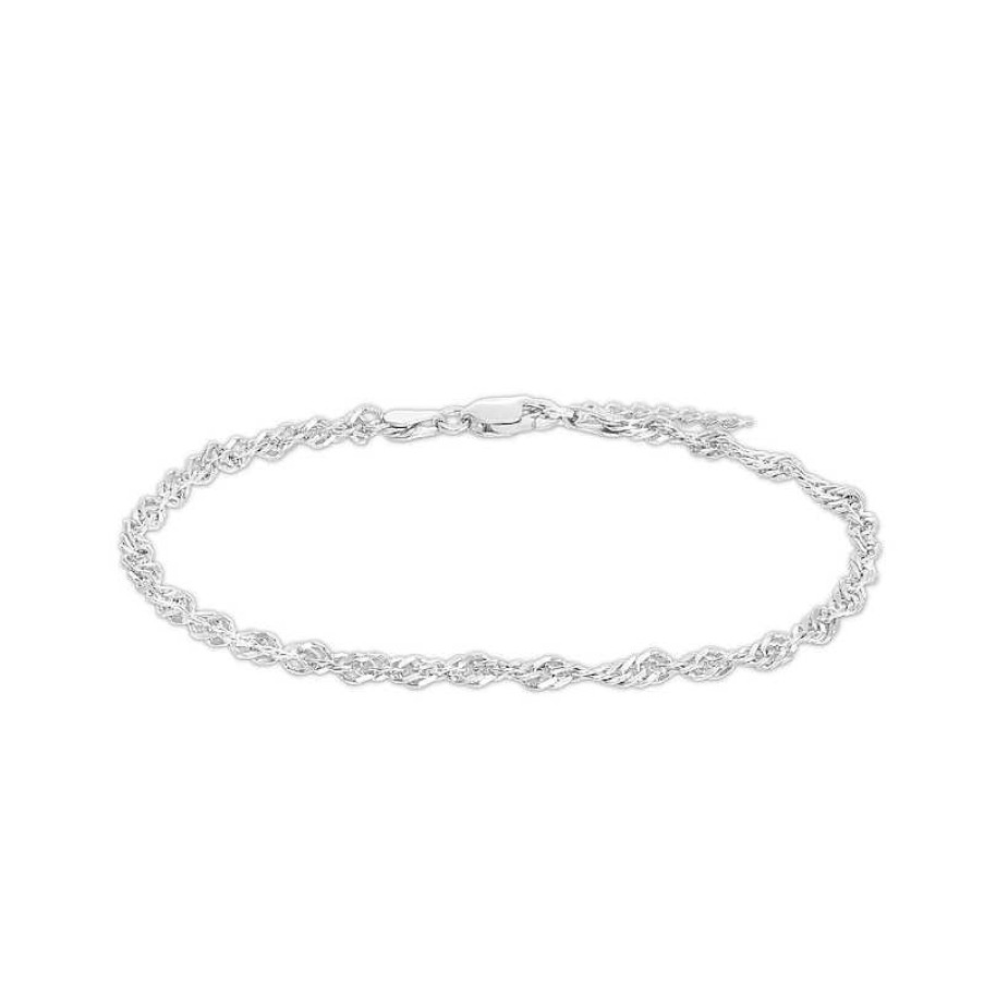 Banter Made In Italy 3.4Mm Singapore Chain Anklet In Solid Sterling Silver - 9" + 1" Ankle