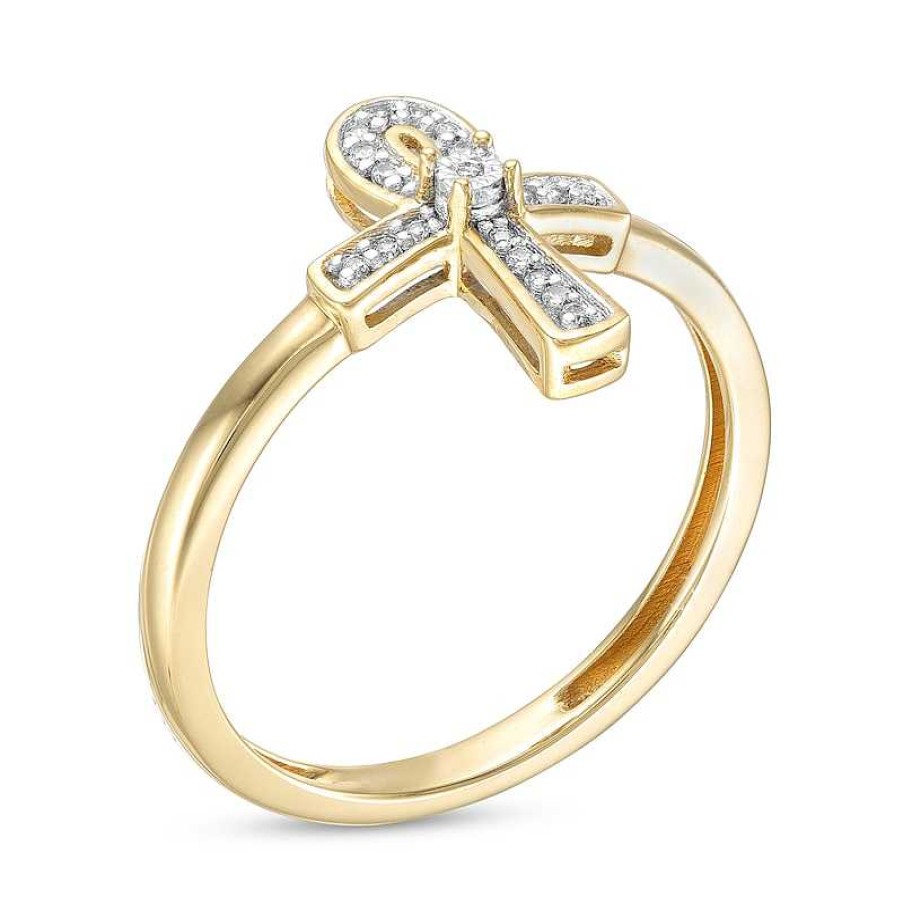 Banter 1/20 Ct. T.W. Diamond Ankh Ring In 10K Gold Rings