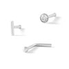 Banter Semi-Solid Sterling Silver Crystal Bar, Stud, And Ball Nose Stud Set - 20G Nose