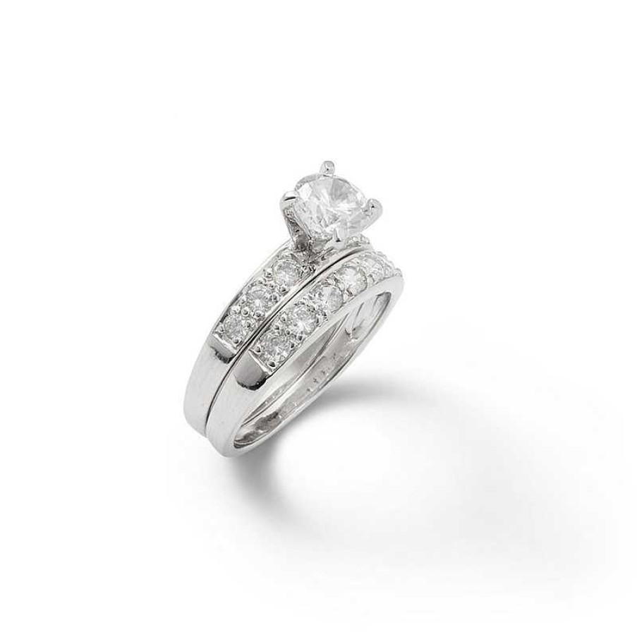 Banter Sterling Silver Cz Channel Bridal Set Rings