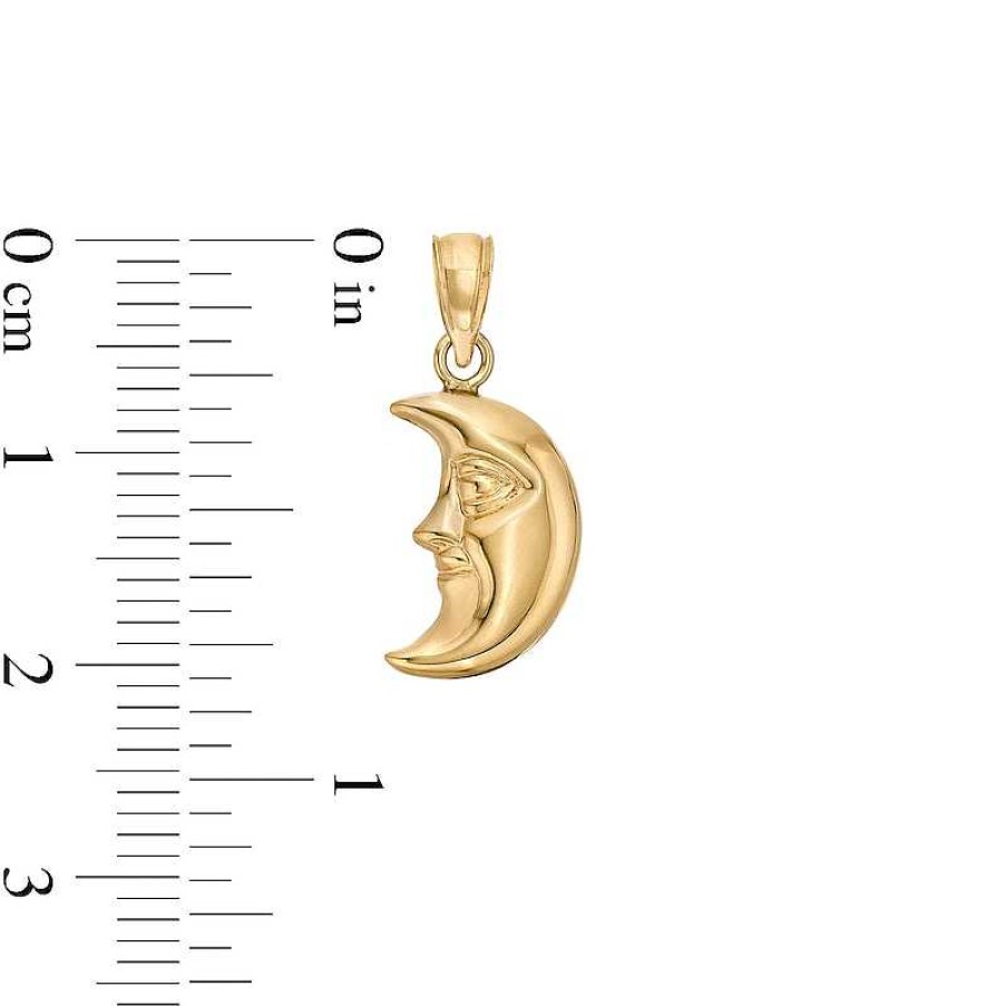 Banter 17 X 9Mm Puff Man In The Crescent Moon Necklace Charm In 10K Stamp Hollow Gold Charms