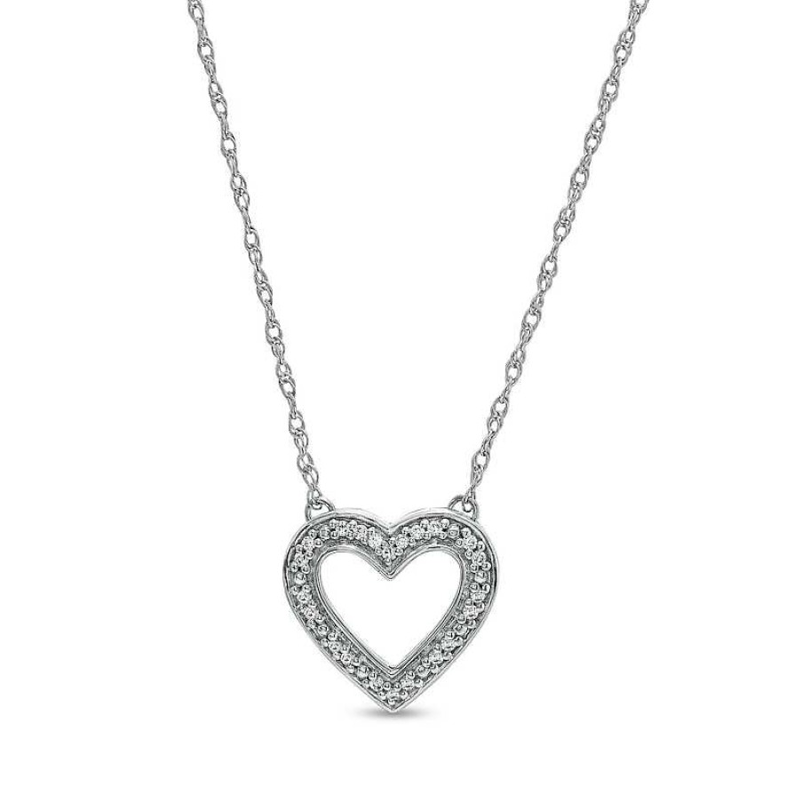 Banter 1/20 Ct. T.W. Diamond Heart Outline Necklace In Sterling Silver Necklaces