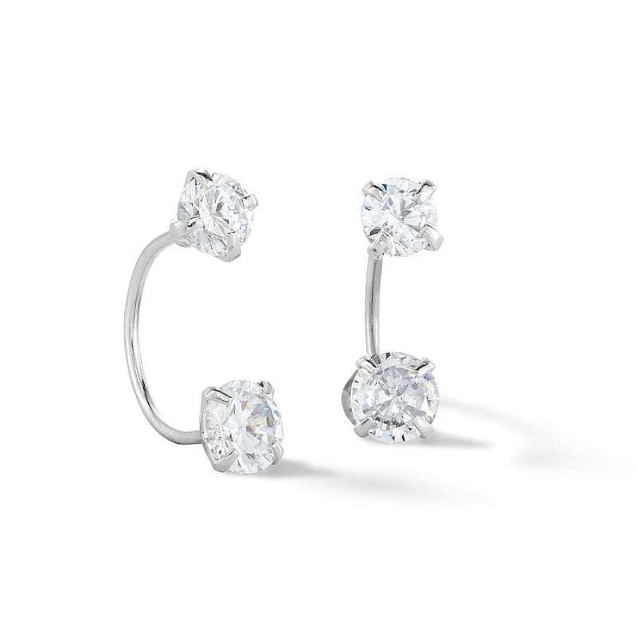 Banter Cubic Zirconia Curved Drop Earrings In Sterling Silver Earrings