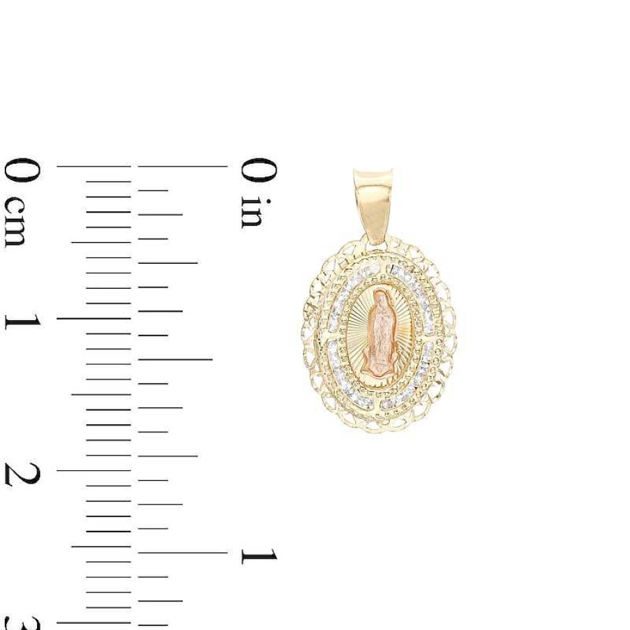 Banter Cubic Zirconia Our Lady Of Guadalupe Oval Medallion Necklace Charm In 10K Semi-Solid Two-Tone Gold Charms