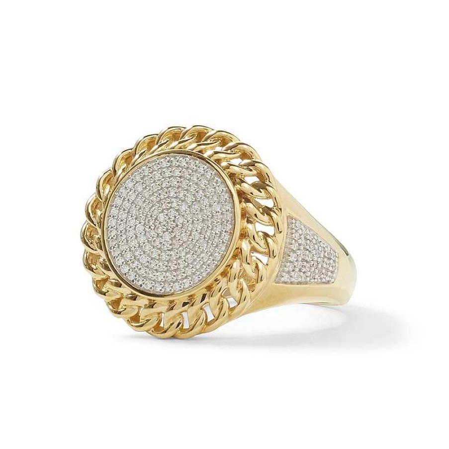 Banter 1/2 Ct. T.W. Diamond Chain Frame Coin-Style Ring In 10K Gold Rings