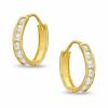 Banter Cubic Zirconia Seven Stone 13Mm Huggie Earrings In 10K Gold Earrings