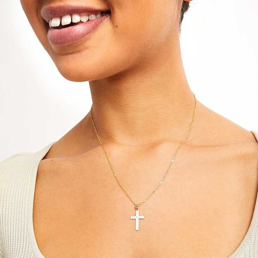 Banter 10K Solid Gold Engravable Cross Charm Charms