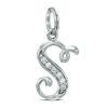 Banter Cubic Zirconia Calligraphy Initial "S" Bracelet Charm In Sterling Silver Charms