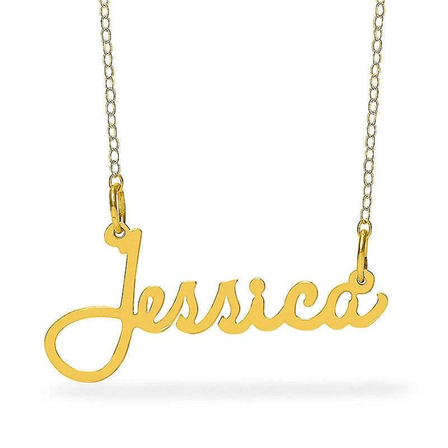 Banter Script Name Necklace In Brass With 14K Gold Plate (1 Line) Necklaces