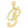 Banter 10K Solid Gold Diamond Cut Script Letter P Charm Charms