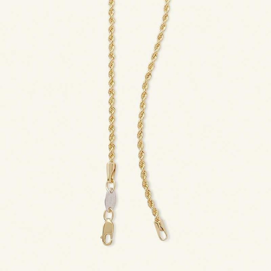 Banter 016 Gauge Rope Chain Necklace In 10K Solid Gold Bonded Sterling Silver - 20" Necklaces