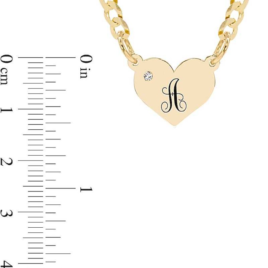 Banter 14K Gold Plate Birthstone Heart Initial Curb Chain Necklaces