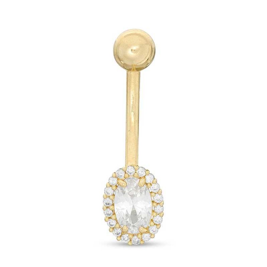 Banter 10K Solid Gold Cz Frame Belly Button Ring - 14G 3/8" Belly Button