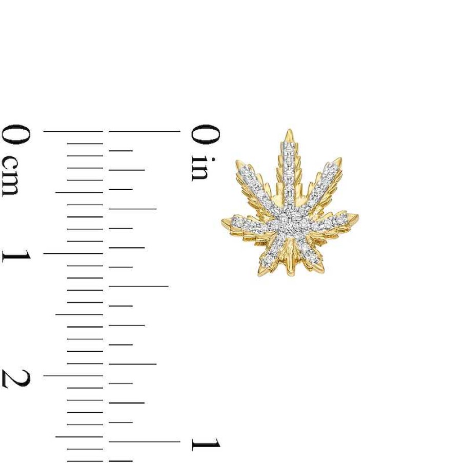 Banter 1/10 Ct. T.W. Diamond Cannabis Leaf Stud Earrings In 10K Gold Earrings