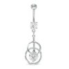 Banter Stainless Steel Cz Double Circle Dangle Belly Button Ring - 14G 3/8" Belly Button