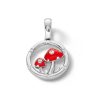 Banter Sterling Silver 1/20 Ct. T.W. Diamond Red Ceramic Mushrooms Charm Charms