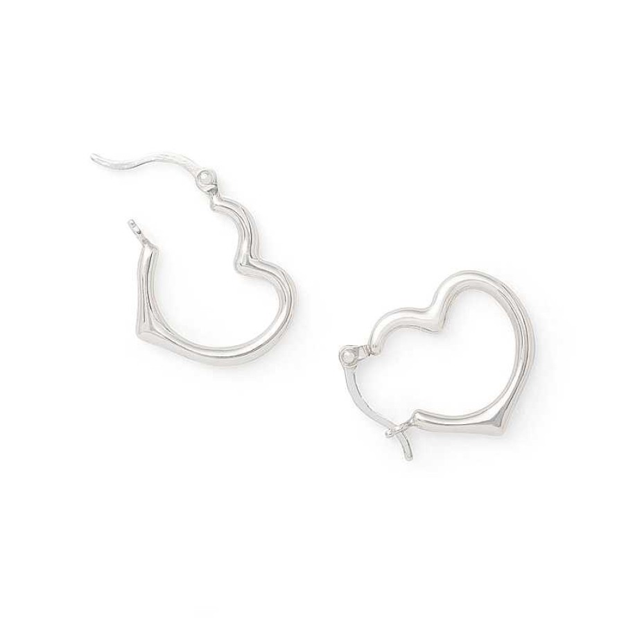 Banter Tilted Heart Tube Hoop Earrings In Hollow Sterling Silver Earrings