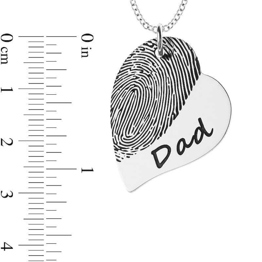 Banter Engravable Print And Your Own Handwriting Tilted Heart Pendant In Sterling Silver (1 Image And 4 Lines) Necklaces