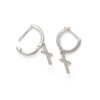 Banter 1/6 Ct. T.W. Diamond Cross Dangle Huggie Hoop Earrings In Sterling Silver Earrings