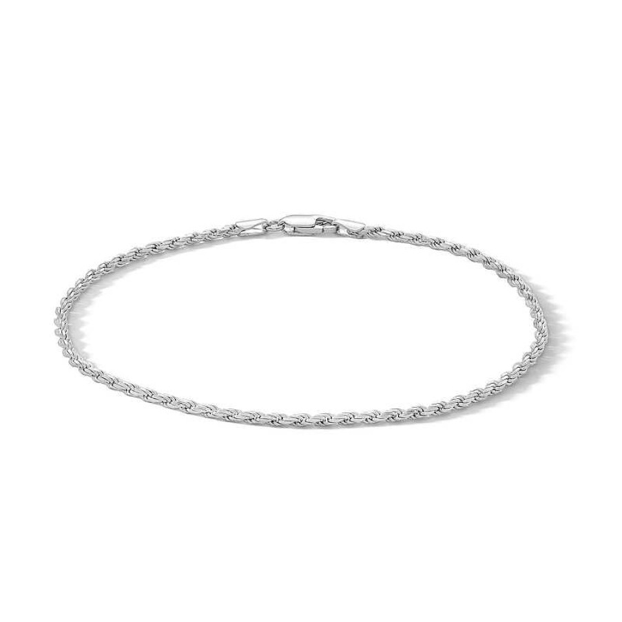 Banter Sterling Silver Rope Chain Anklet Made In Italy - 10" Bracelets