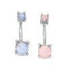 Banter Solid Stainless Steel Iridescent Crystal Belly Button Ring Set - 14G Belly Button