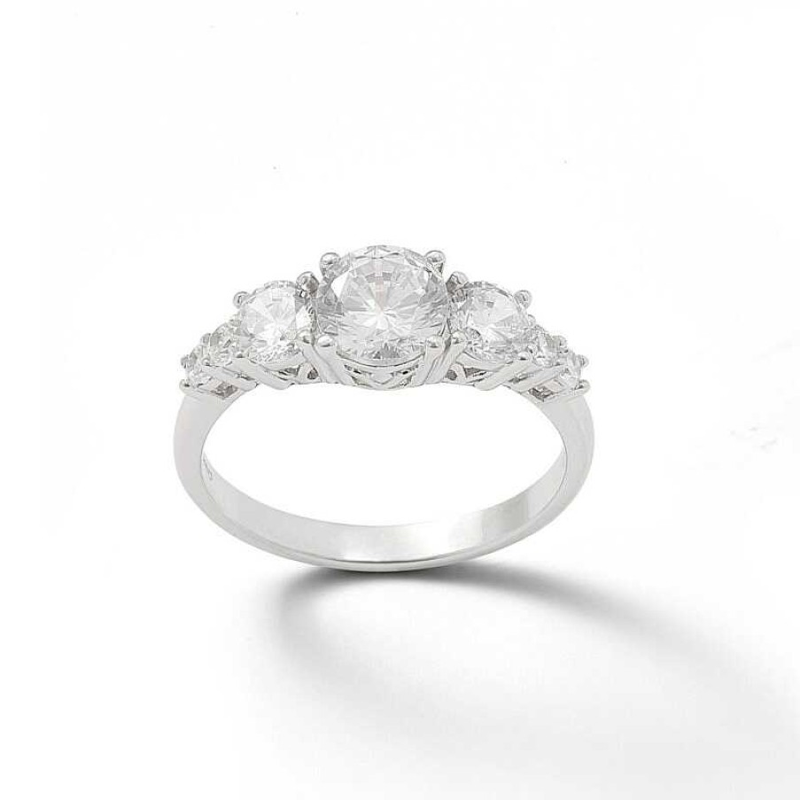 Banter Cubic Zirconia Three Stone Ring In Sterling Silver Rings