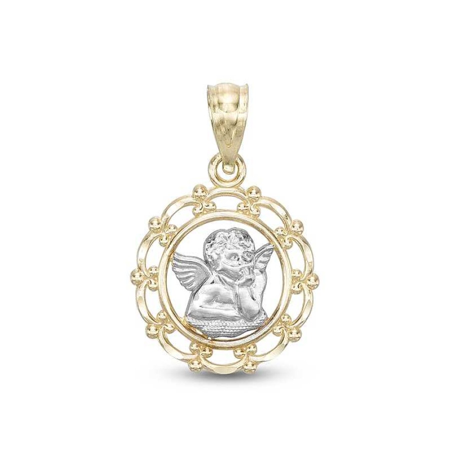 Banter Guardian Angel Round Two-Tone Necklace Charm In 10K Gold Charms