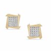 Banter Diamond Accent Jagged Square Stud Earrings In Sterling Silver And 14K Gold Plate Earrings