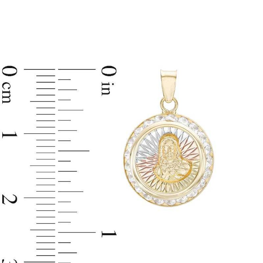 Banter Jesus Medallion Necklace Charm In 10K Semi-Solid Tri-Tone Gold Charms