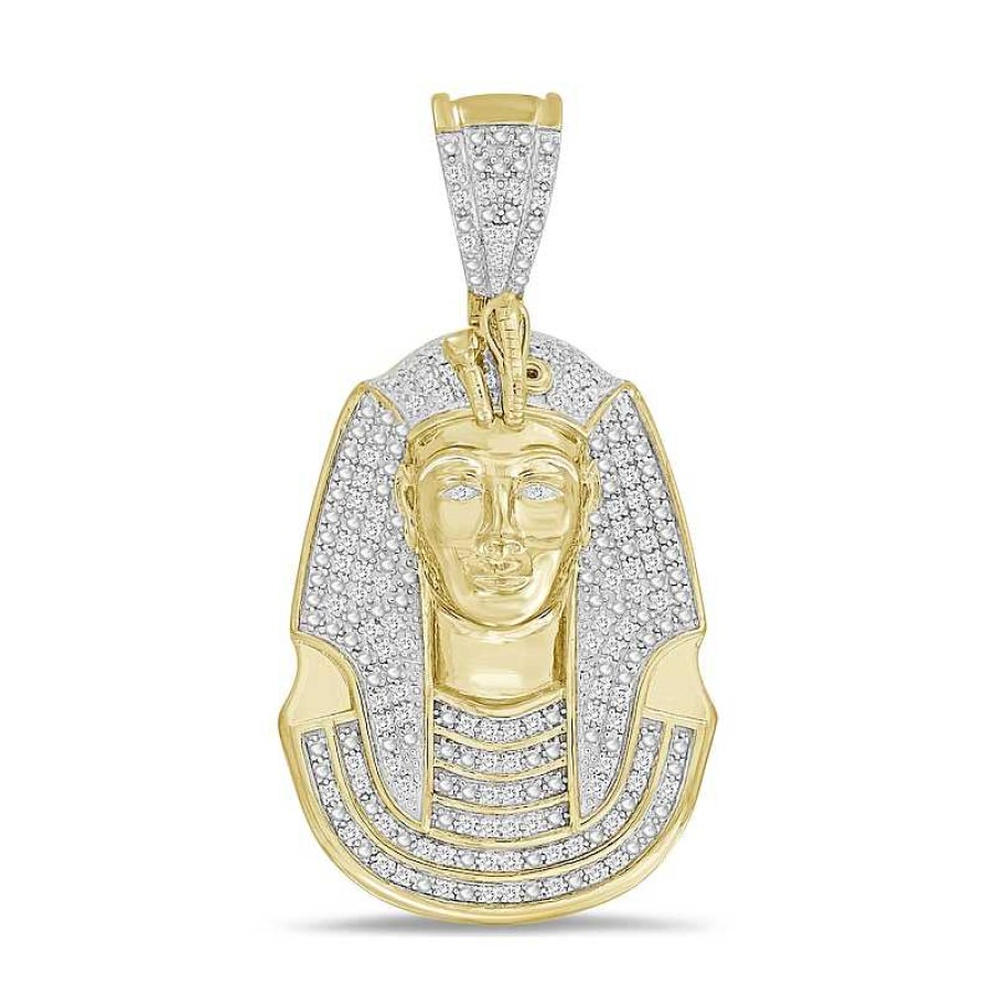 Banter 1/5 Ct. T.W. Diamond Pharaoh Necklace Charm In Sterling Silver With 14K Gold Plate Charms