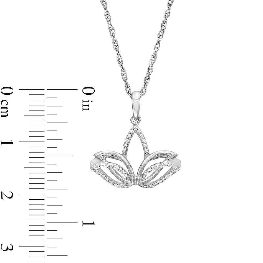 Banter 1/20 Ct. T.W. Diamond Lotus Flower Outline Pendant In Sterling Silver Necklaces