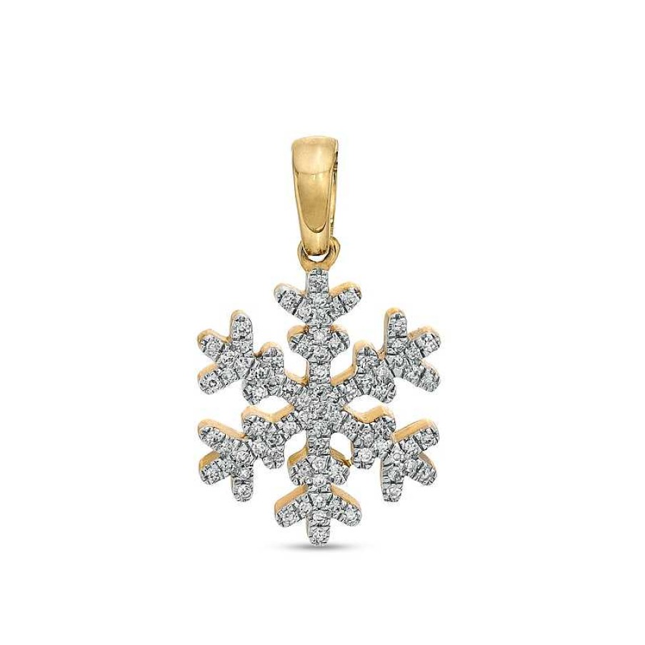 Banter 1/8 Ct. T.W. Diamond Pav Snowflake Solid Necklace Charm In 10K Gold Charms