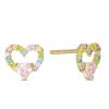 Banter Child'S Multi-Color Cubic Zirconia Heart Stud Earrings In 10K Gold Earrings