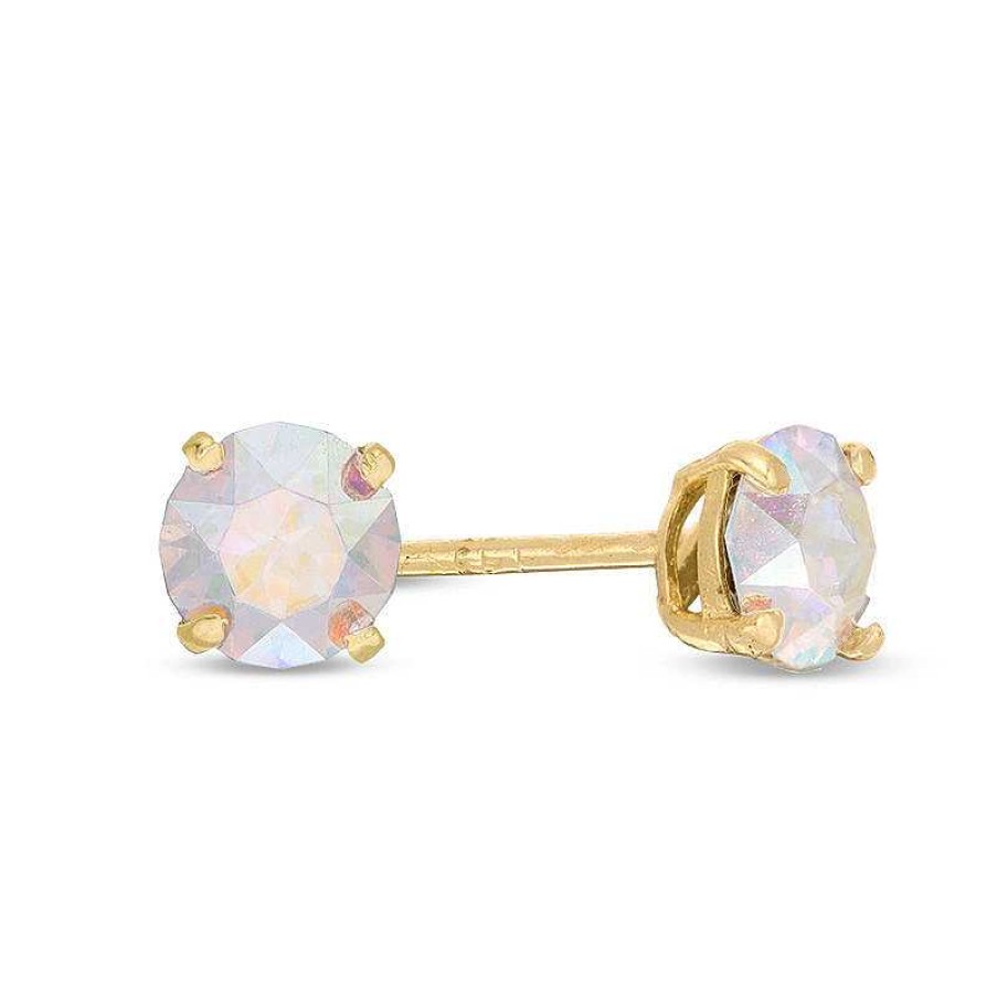 Banter Child'S 4Mm Iridescent Crystal Solitaire Stud Earrings In 14K Gold Earrings