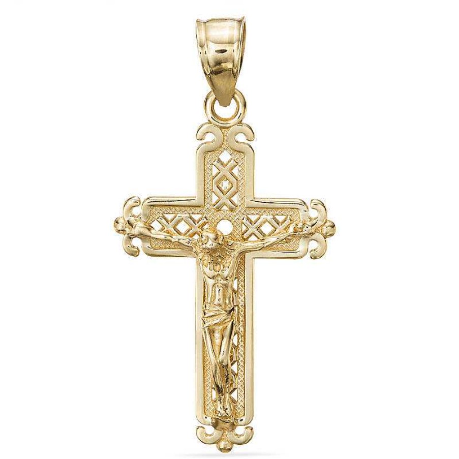 Banter Crucifix Filigree Necklace Charm In 10K Solid Gold Charms